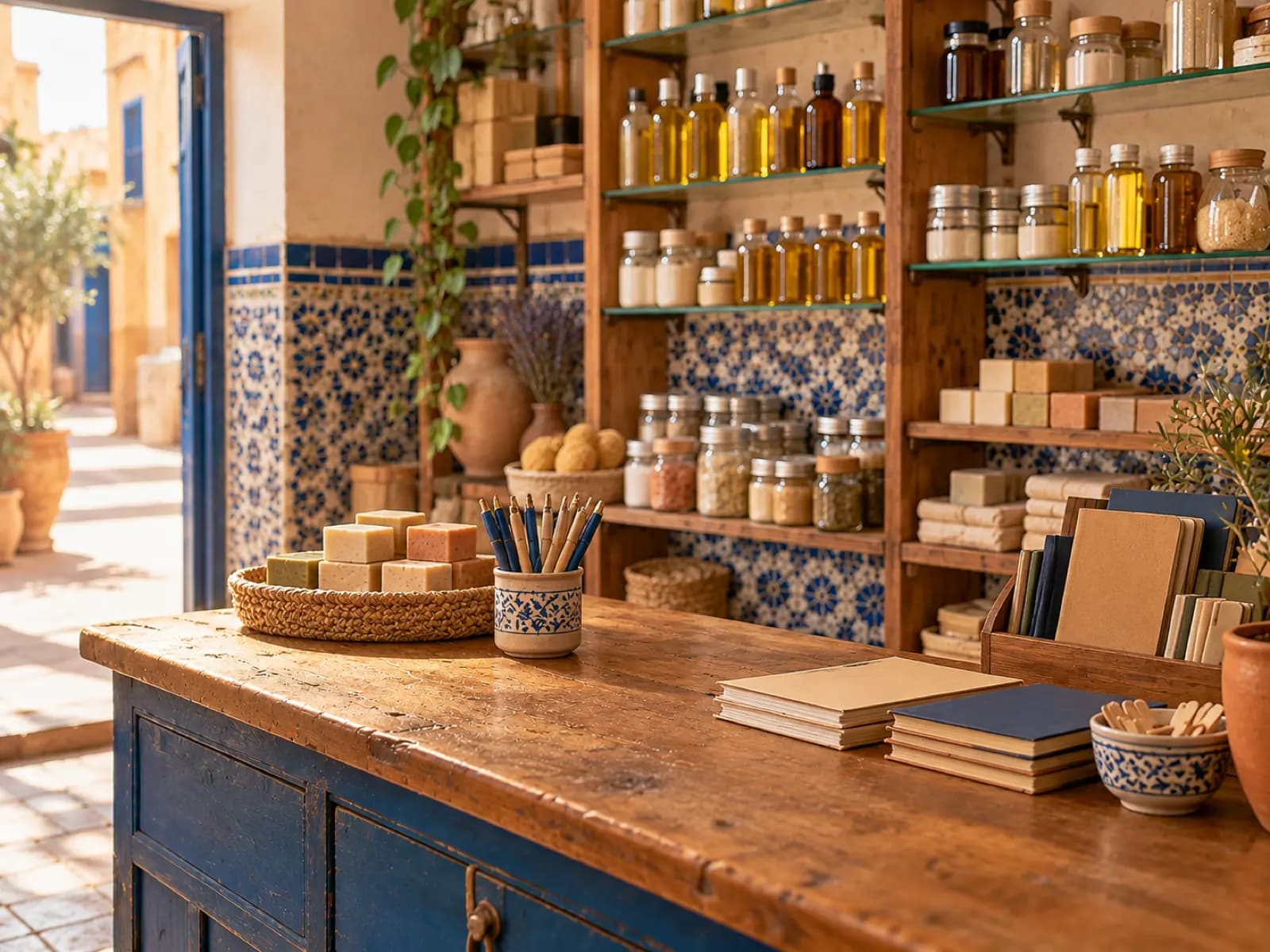 Une boutique de cosmétiques et de papeterie bien rangée